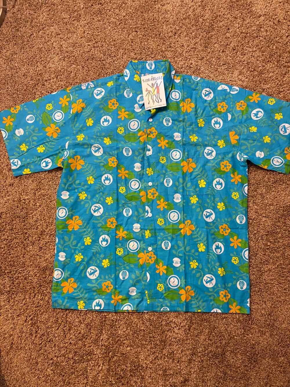 NWT Rum Reggae Floral Graphics Hawaiian Shirt Mens Size XL